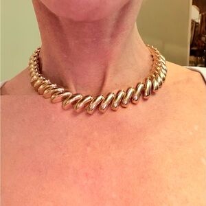 Gold Statement Twisted Collar Necklace - Elegant Women's Jewelry